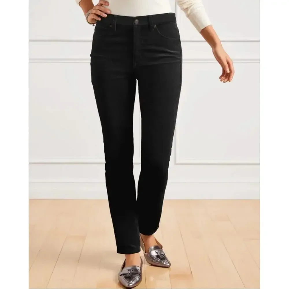 Talbots Curvy Straight Leg Corduroy Pants Black Size 12